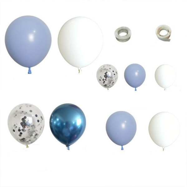 Ballong Garland Arch Kit, blå vit och guld rosa latex ballong