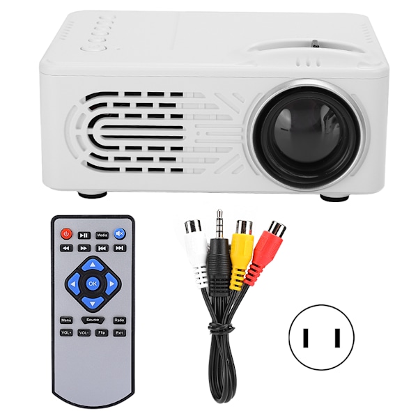 814 Mini Portabel Projektor Vit Hushållsprojektor 1080P Stöd för Extern Mobil Hårddisk (100-240V) US