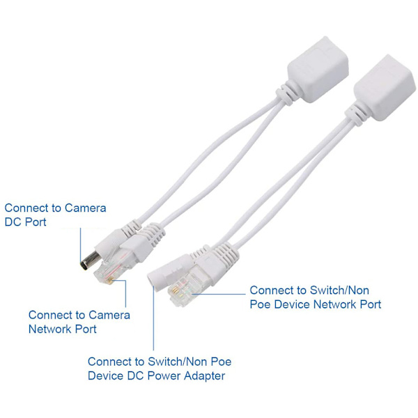 2 stk. Injektor og Splitter Kit DC Strømadapter Stik