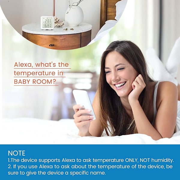 Smart Wlan Wifi Termometer Hygrometer kompatibel med Alexa