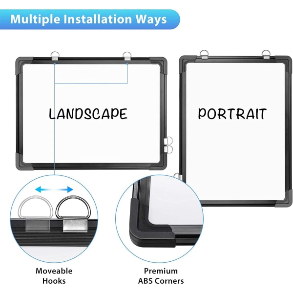 Liten Dry Erase White Board, 12" X 16" magnetisk hengende