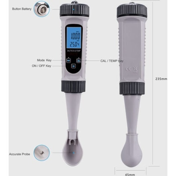4 i 1 Digital Vatten Testare SALT TDS SG Temp Mätare Hög Precision Vatten Kvalitet Test Mätinstrument för Drick Vatten Simbassäng Akvarium