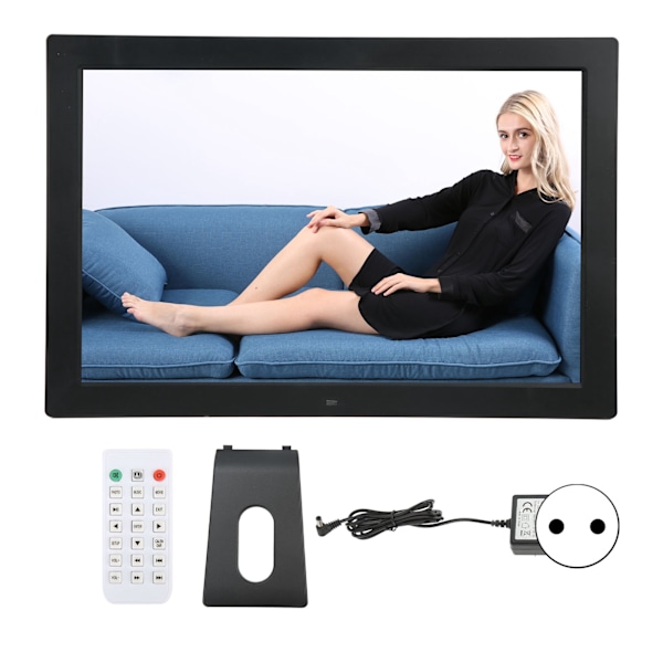 17 tums LED Digital Fotoram Multifunktionell Videospelare Smart Bildram med IR Fjärrkontroll 100‑240V HK17D EU-kontakt
