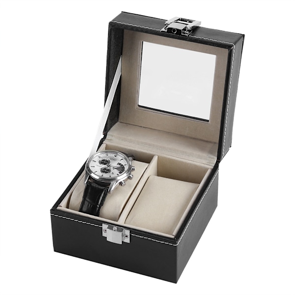 2 Fack Watch Förvaringsdisplay Case Box Armbandsur Lyx Smycken Organizer Kvinna Man Present