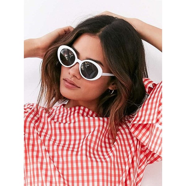Kvinners runde retro ovale solbriller Fargetone linser