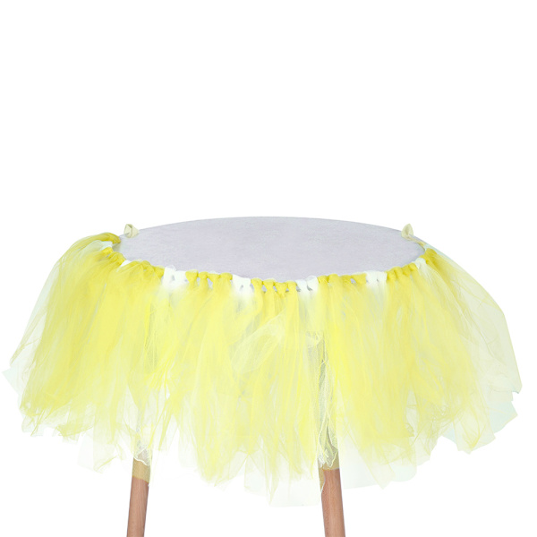 Vacker Högstol Fluffig Kjol Söt Baby Shower Födelsedagsfest Bord Dekoration (Gul+Vit)
