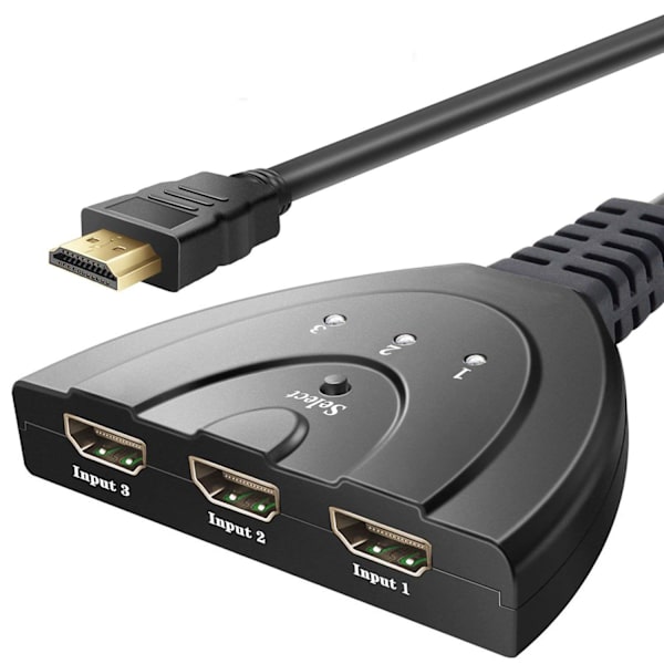 HDMI-switcher 3 porte med pigtail-kabel switch splitter høj