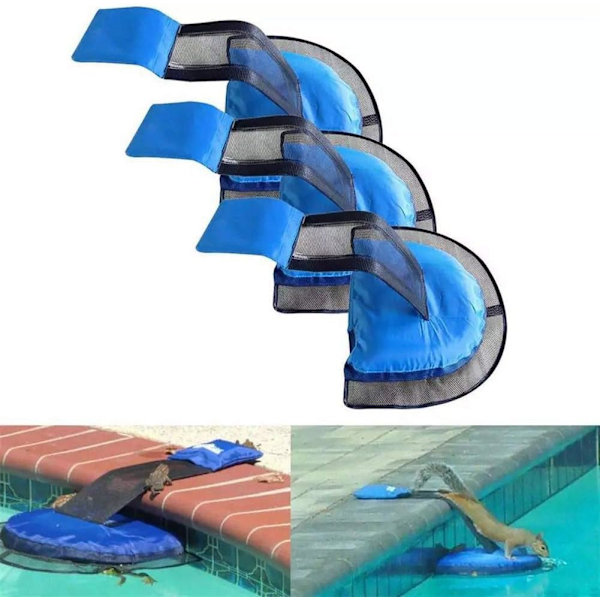 Komfortabel flydende slidbane, dyrereddende flugt trampolin til pool, red dyr i poolen, praktisk, mellem turkis