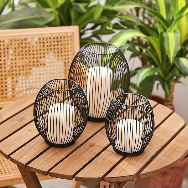 OLEEK Svart Ljusstake i Metall - Utomhus Ljusstake Set -