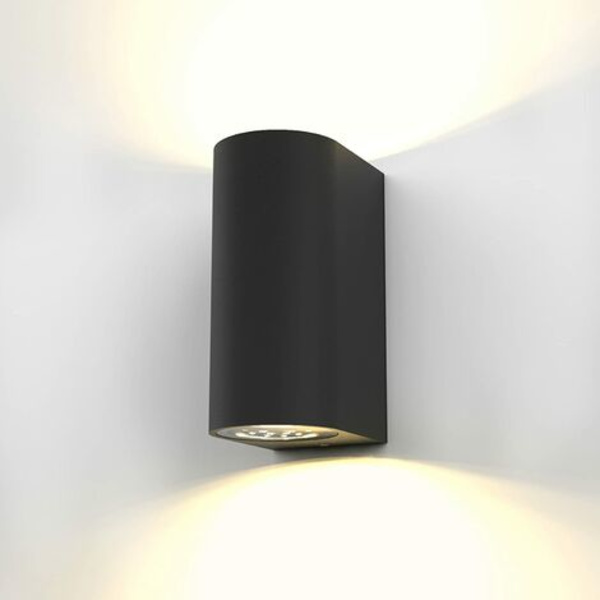 Modern svart LED-vägglampa för inomhus- och utomhusbruk, GU10-väggstrålkastare