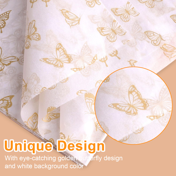 25 st gyllene fjärilspapper, presentpapper i bulk, presentpapper för födelsedagar, fester och bröllop, shower DIY-hantverk