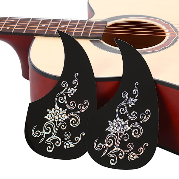 2 st kommateckenformad plektrumskydd klistermärke för akustisk gitarr (Silver Vine)