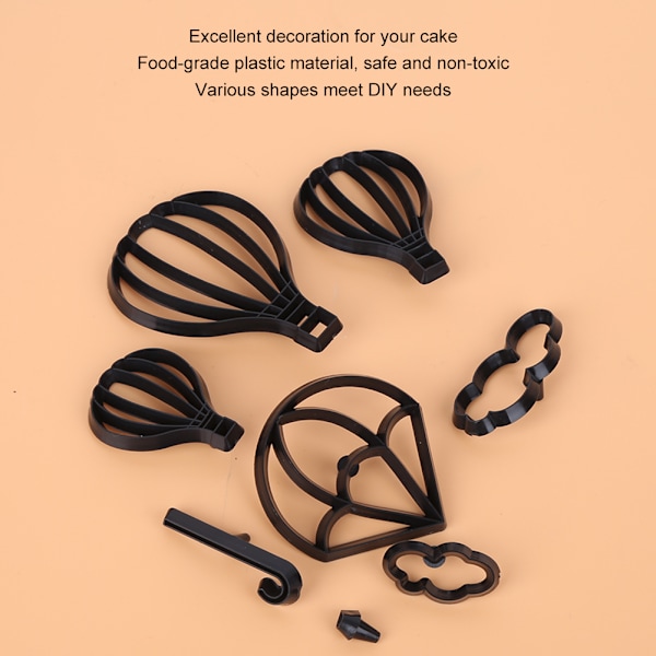 Varmluftsballong & Moln Fondantform Set För DIY Bakdekorationer, Säkra Livsmedelsklassade Plastformar, Återanvändbara & Hållbara Verktyg För Tårta