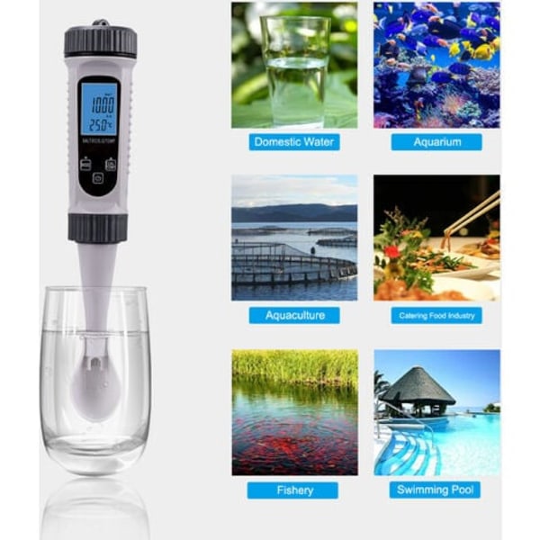 4 i 1 Digital Vatten Testare SALT TDS SG Temp Mätare Hög Precision Vatten Kvalitet Test Mätinstrument för Drick Vatten Simbassäng Akvarium