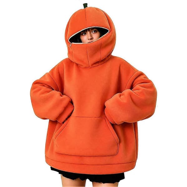 Halloween Hættetrøje Græskar Hætte Oversized Sweatshirt Efterår Vinter Langærmede Sweatshirts til Halloween Kostume Cosplay L