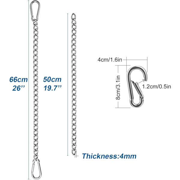 304 rustfrit stål forlængerkæde, 65 cm/25'' kædeophæng
