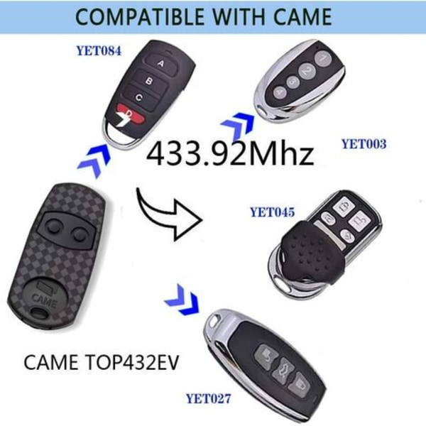 Came Top 432ev fjernbetjening, 2 håndholdte 433 fjernbetjeninger,