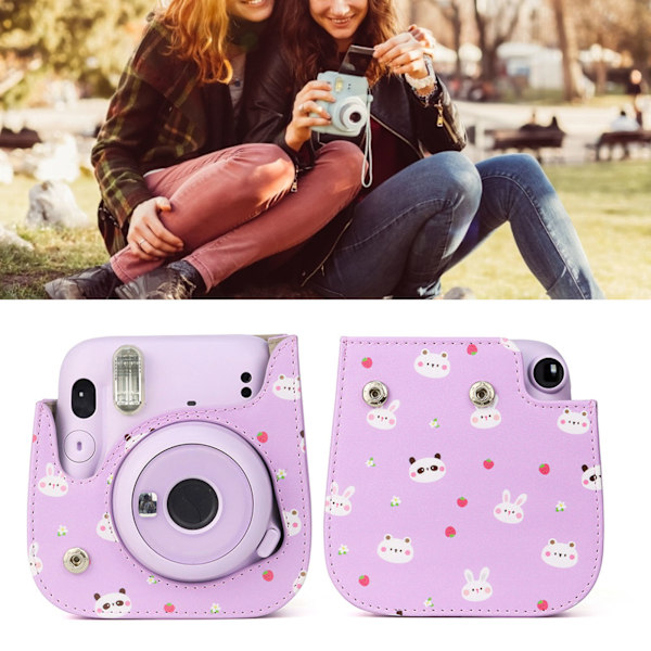 PU læder anti-drop lilla skulderbeskyttende kamerataske til Polaroid mini11/8/9