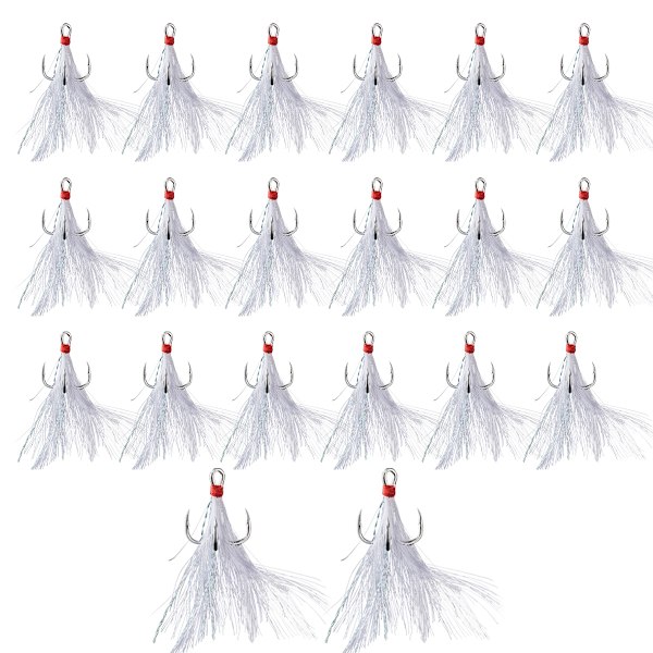 20 stk Fiske Lures Fjær Treble Hook Fiske Crankbaits Fiskeutstyr Tre Klo Kroker