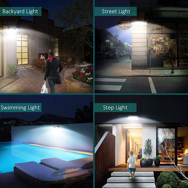 Säkerhetsrörelsesensor utomhus solvägglampa, 1-pack, svart