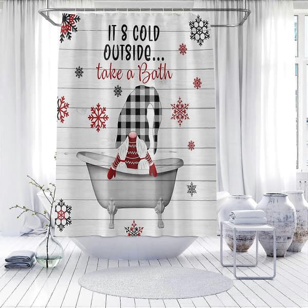 Juldvärg duschdraperi, jultema snöflinga duschdraperi, jul vinter duschdraperi juldvärg badrumsdekor (dvärg)