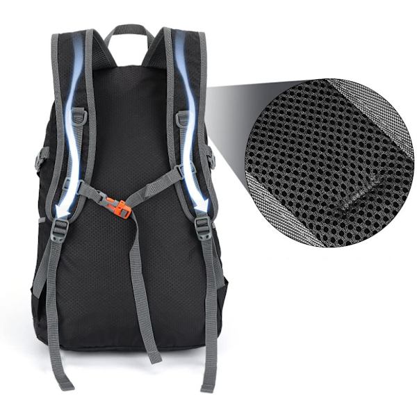 Lättvikts hopfällbar rese- och vandringsryggsäck, 35L hopfällbar campingryggsäck, ultralätt ryggsäck för utomhussporter, 01.svart, 35L