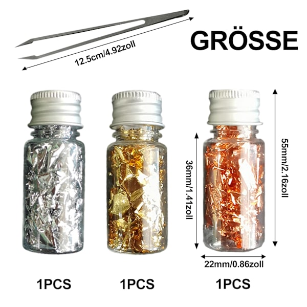 Guldblad, guldblad, används för dekoration i hantverk, mat, kakor, bakning, tårtor, etc. Guld, roséguld, silver (ej ätbart)