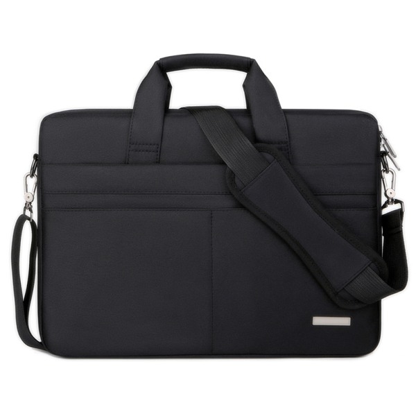 Laptoptaske, 15,6 tommer, vandtæt, stødsikker, notebook-skuldertaske, med skulderrem og skjult håndtag, sort