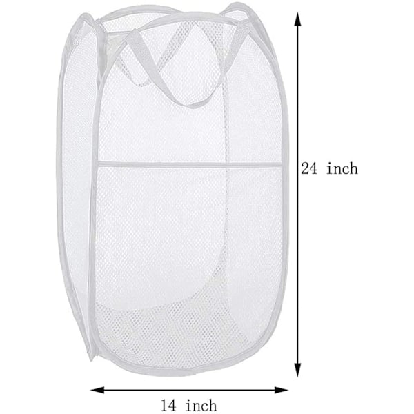 Mesh Pop-up-tvättkorg – Fällbar lätt korg för tvätt – Hållbar klädförvaring för barnrum, studenthem, hem, resor &