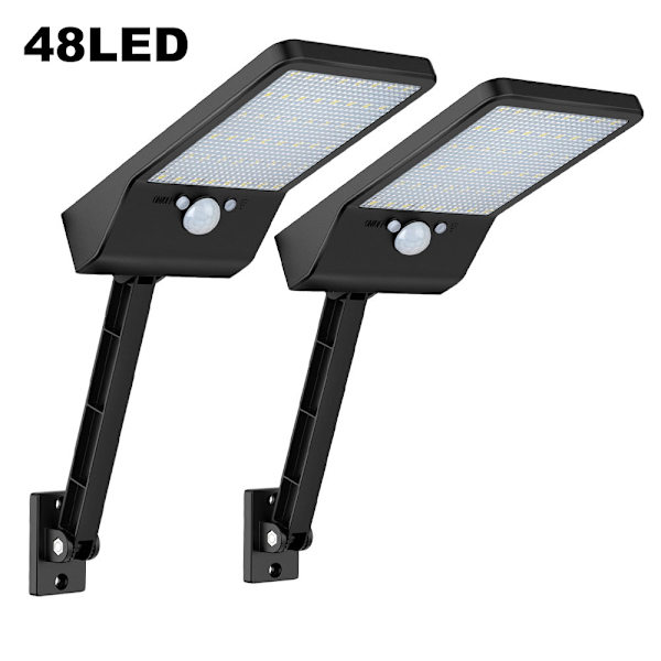 2-pack solcellslampor för utomhusbruk, 48/56 LED-solcellslampor för trädgård, Fe