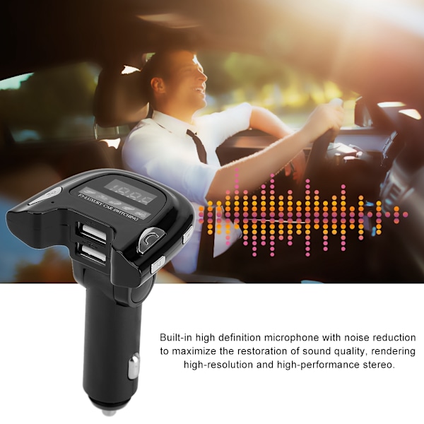 2.1A Dual USB -lataus MP3-soitin Langaton Bluetooth 5.0 Auton FM-lähetin 12-24V