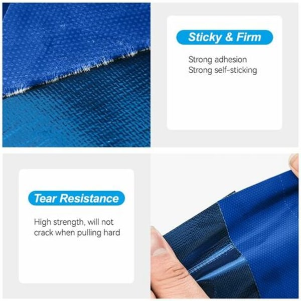Blå vattentät självhäftande presenning reparationstejp, 8cm x 10m