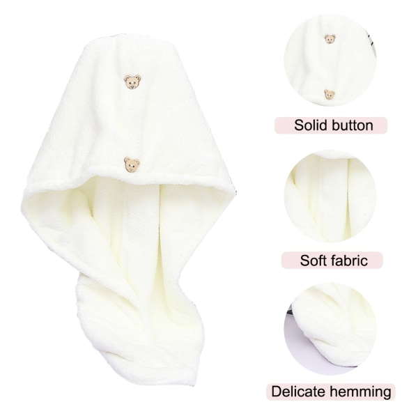 Hårhandduksinpackning Snabbtorkande, Absorberande turbanhuvudinpackning för kvinnor w White