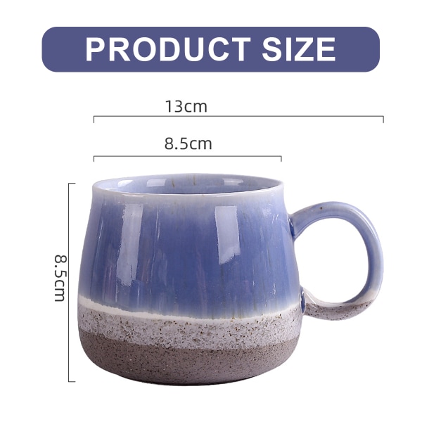 Keramisk stor latte kaffekopp sett med 2 for latte, cappuccino, 400 ml oppvaskmaskin og mikrobølgeovn.