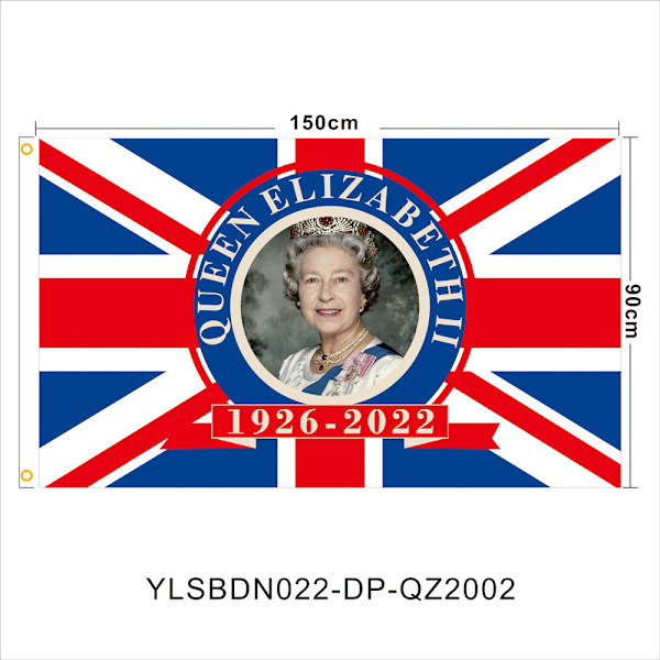 Hennes Majestäts flagga, minnesmärke över Storbritanniens drottning F