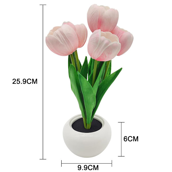 Blomsterbordslampa Tulpan Skrivbords LED Nattlampa för Hem Vardagsrumsinredning Konstgjord Blomma