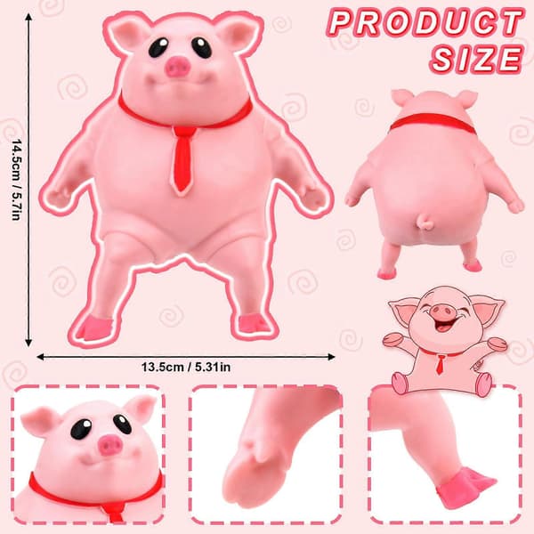 Splash Piggy Stresslegetøj, Rosa Grisefigur til Børn & Voksne, Afstress & Stræk Stressgris Squeeze Legetøj