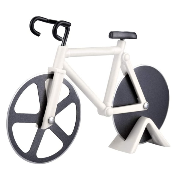Ny pizzakniv - skär upp pizzahjul på cykel, ultraskarpt blad Vit