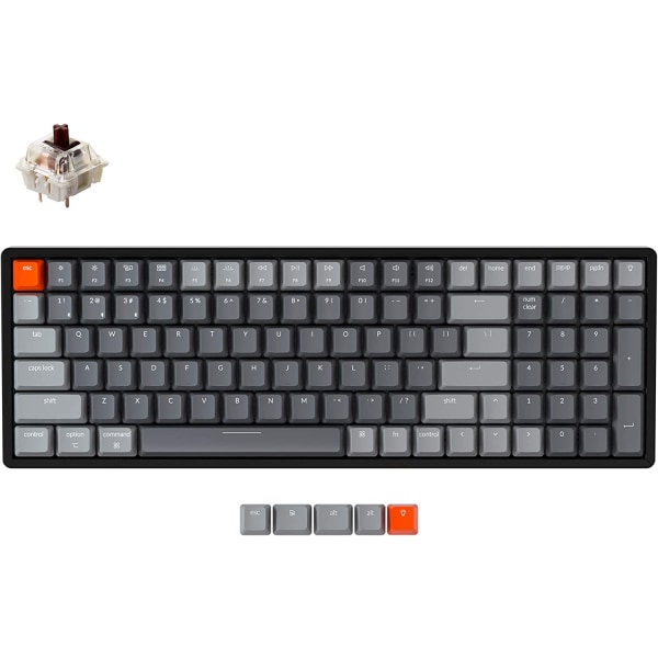 Trådlöst Bluetooth/ USB trådbundet spelmekaniskt tangentbord, kompakt 100 nycklar RGB LED-bakgrundsbelyst Gateron Brown Switch N-Key Rollover, plastram för Mac