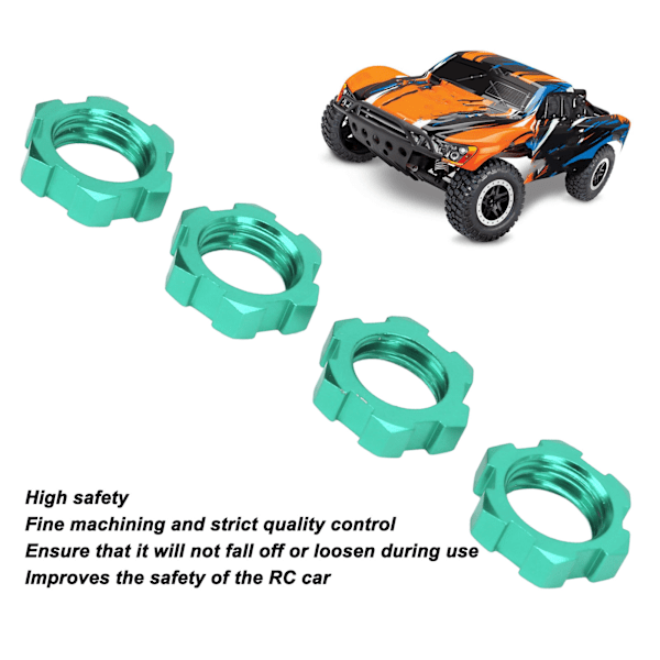 4st 12mm till 17mm Hjul Hex Adapter Professionell Aluminiumlegering RC Hex Adapter för Traxxas Slash för Rustler för Stampede 1/10 RC Bilar Grön