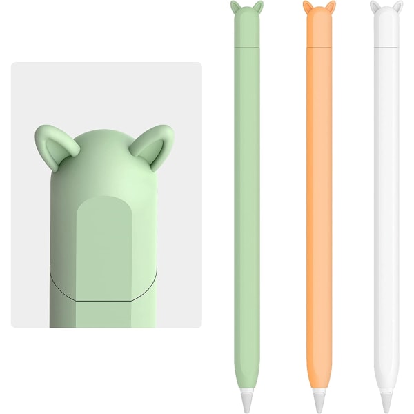 3-pack söt case cover för Apple Pencil 2:a 2nd White, Orange,Green 2nd Generation