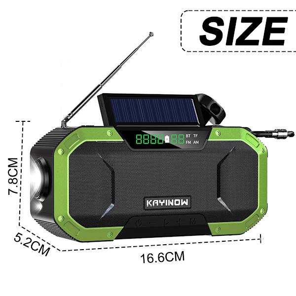 Hätäradio Vedenpitävä Bluetooth-kaiutin, Kannettava Digitaalinen AM FM Radio Taskulampulla