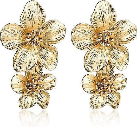 Guld Blomsterøreringe Guld Dingleøreringe Til Kvinder Romantiske Boho Blomster Statement Øreringe Til Bryllupsfest Smykker