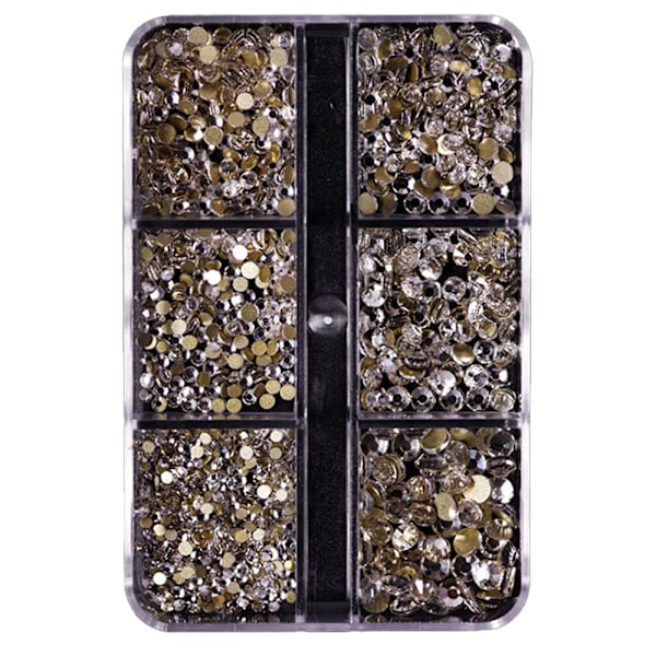 Blandade storlekar Flatback Rhinestones, Non Hotfix Round Crystal Gems