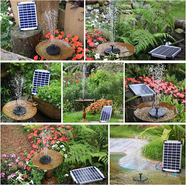 AISITIN 5,5W Solcelledrevet Springvandspumpe, Solcelledrevet Vandpumpe Flydende