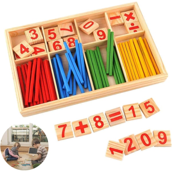 Reastar Montessori Matematikk Leke Fargerike Regnepinner Tre Tall Matematikk Leke Trening for barnets tidlige motoriske ferdigheter