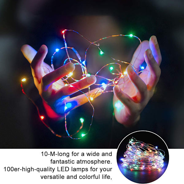 Växlingsknapp plug-in 10m LED-slingljus Koppartråd Dekorati