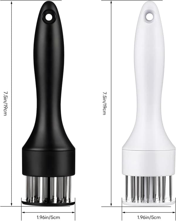 Stainless Steel Meat Tenderizer, 21 Sharp Needles, for Tenderizing Beef, Turkey, Chicken, Steak, Pork, Fish (Black) Black