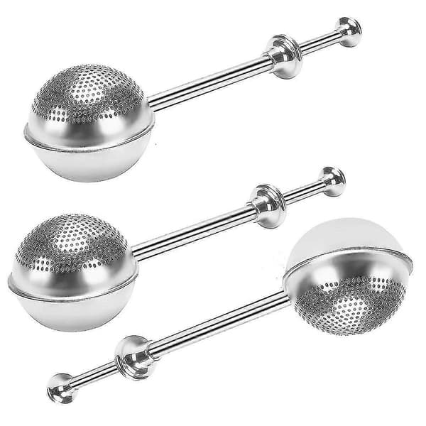 Tekuleformet te-infuser i rustfritt stål, kuleformet te-sil med trykkstil, pakke med