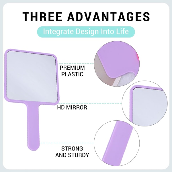 Kätevä lasipeili tytöille, minikokoinen käsikäyttöinen peili, neliömäinen ja yksinkertainen